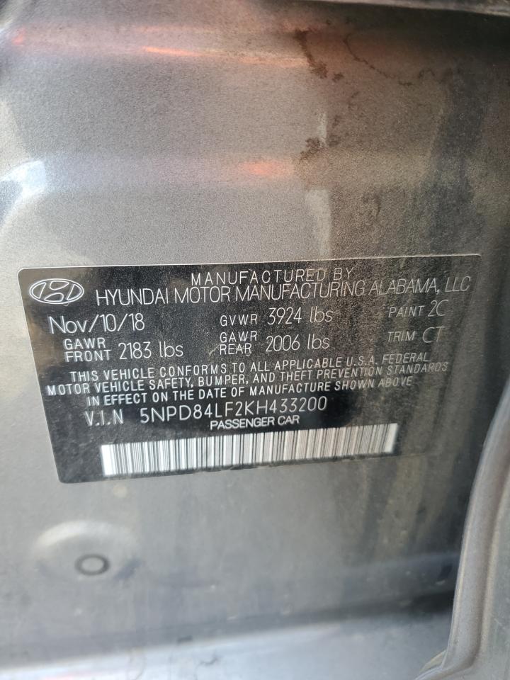 2019 Hyundai Elantra Sel VIN: 5NPD84LF2KH433200 Lot: 81332935