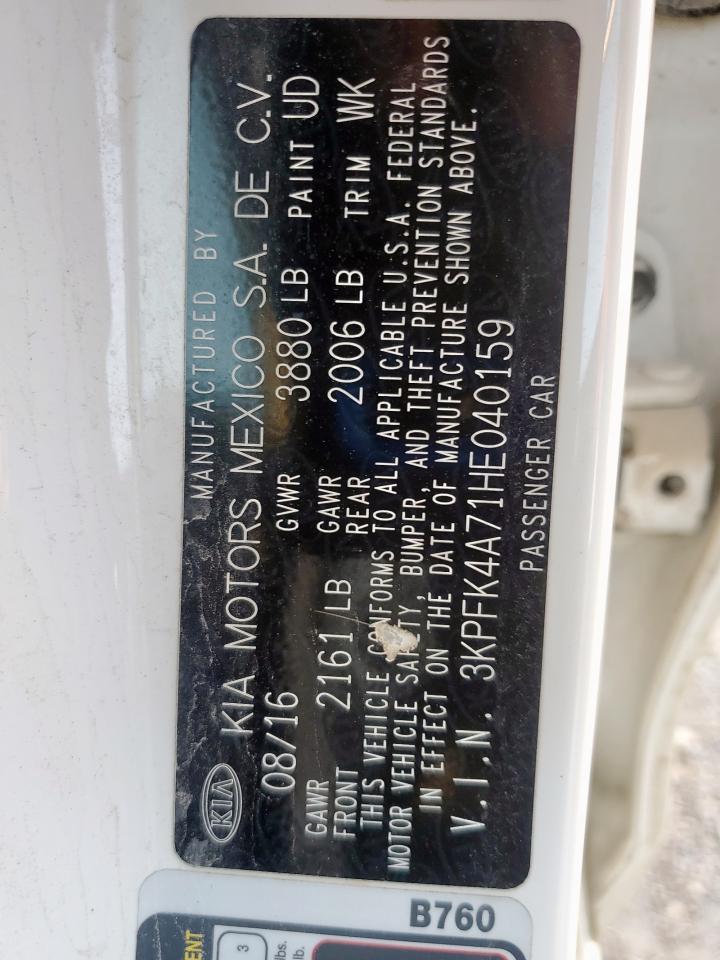 2017 Kia Forte Lx VIN: 3KPFK4A71HE040159 Lot: 70574465