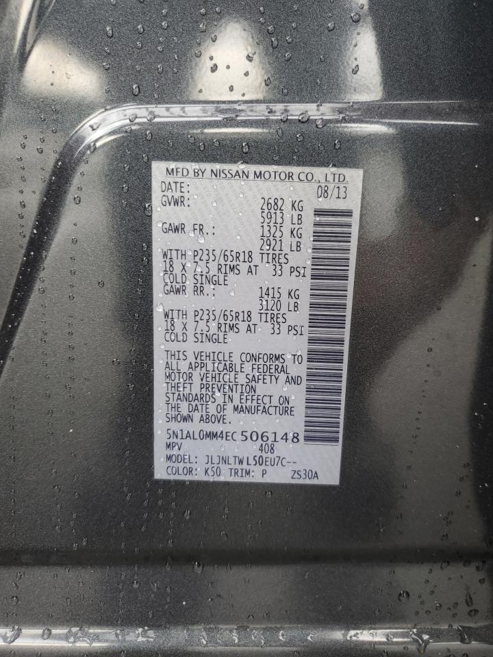 2014 Infiniti Qx60 VIN: 5N1AL0MM4EC506148 Lot: 80734815