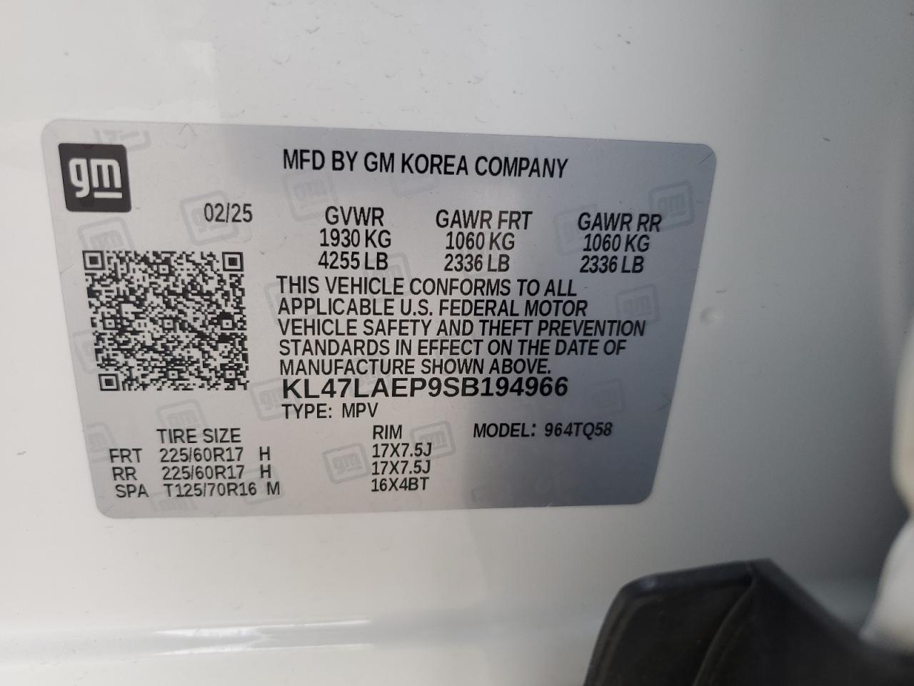 2025 Buick Envista Preferred VIN: KL47LAEP9SB194966 Lot: 71606495