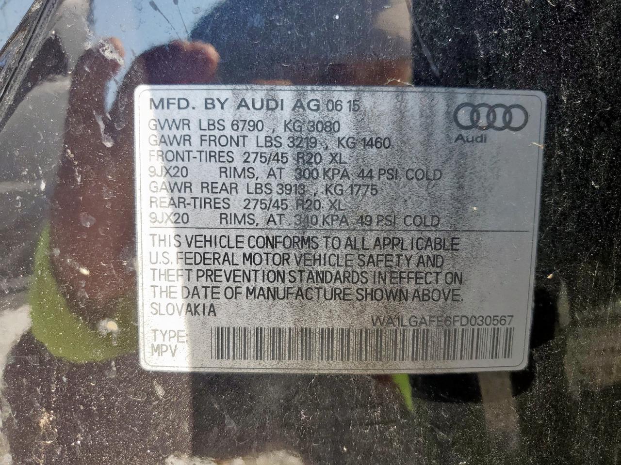 2015 Audi Q7 Premium Plus VIN: WA1LGAFE6FD030567 Lot: 71922525