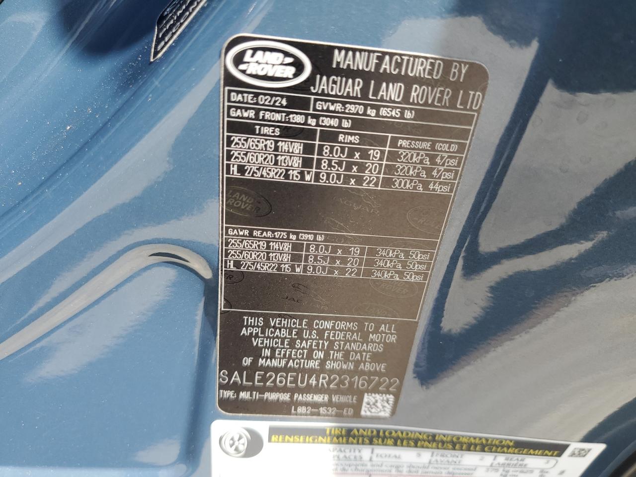 2024 Land Rover Defender 90 X-Dynamic Se VIN: SALE26EU4R2316722 Lot: 84035935