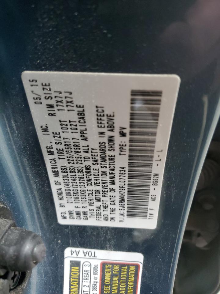 2015 Honda Cr-V Exl VIN: 5J6RM4H79FL077634 Lot: 83867515