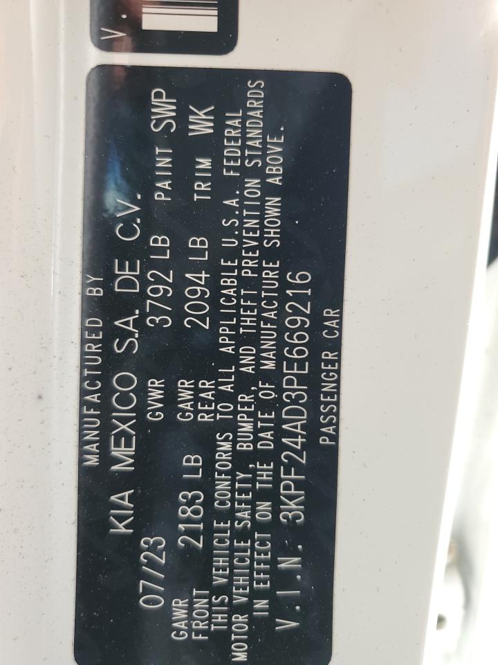 2023 Kia Forte Lx VIN: 3KPF24AD3PE669216 Lot: 80920545