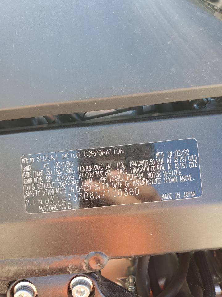 2022 Suzuki Dl650 VIN: JS1C733B8N7100380 Lot: 71615285