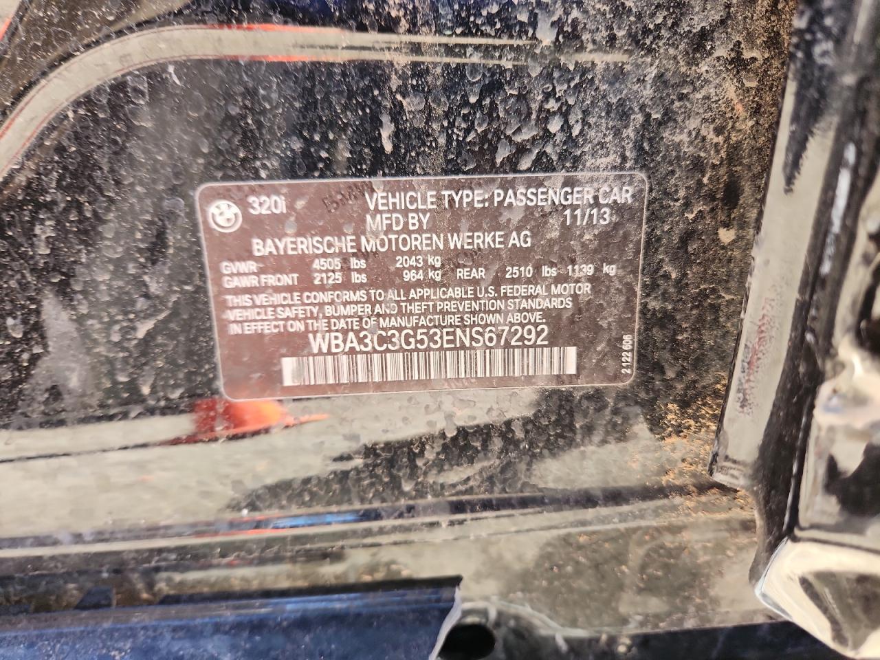 2014 BMW 320 I xDrive VIN: WBA3C3G53ENS67292 Lot: 81751945