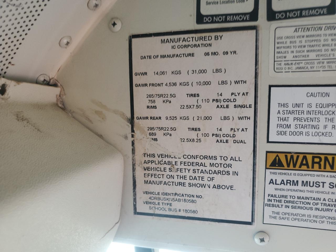 2010 Ic Corporation 3000 Ce VIN: 4DRBUSKN5AB180580 Lot: 68688825