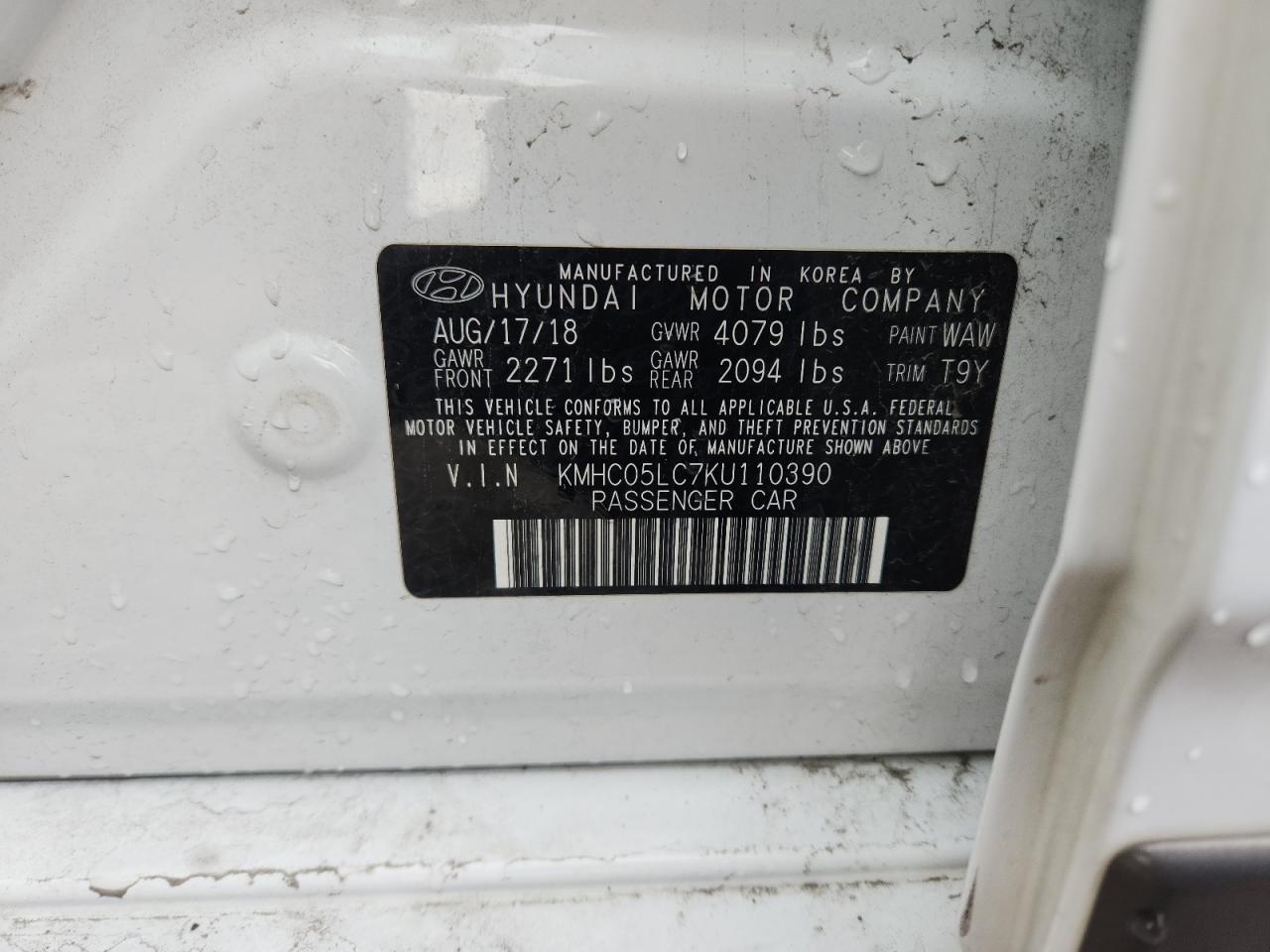 2019 Hyundai Ioniq Limited VIN: KMHC05LC7KU110390 Lot: 84294805