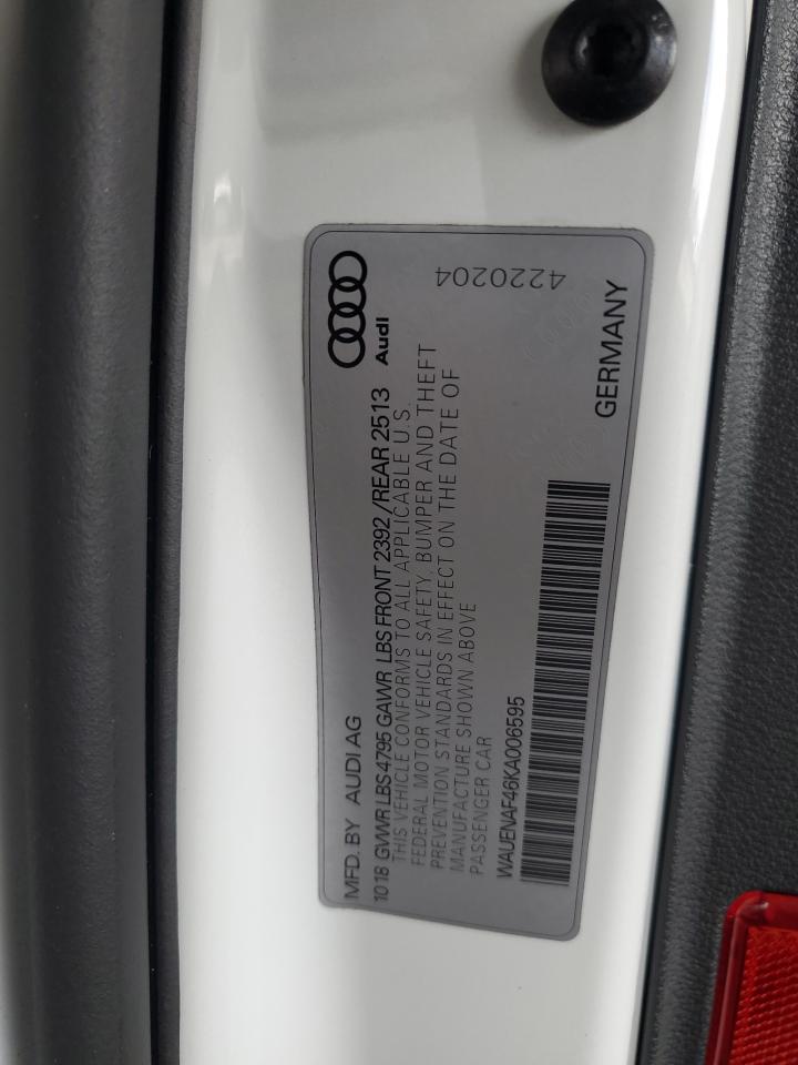 2019 Audi A4 Premium Plus VIN: WAUENAF46KA006595 Lot: 80211805