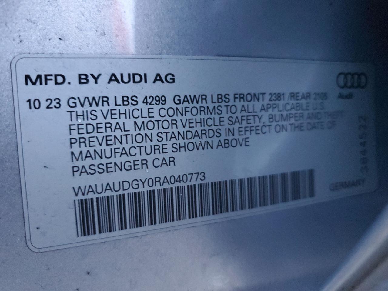 2024 Audi A3 Premium VIN: WAUAUDGY0RA040773 Lot: 81257855