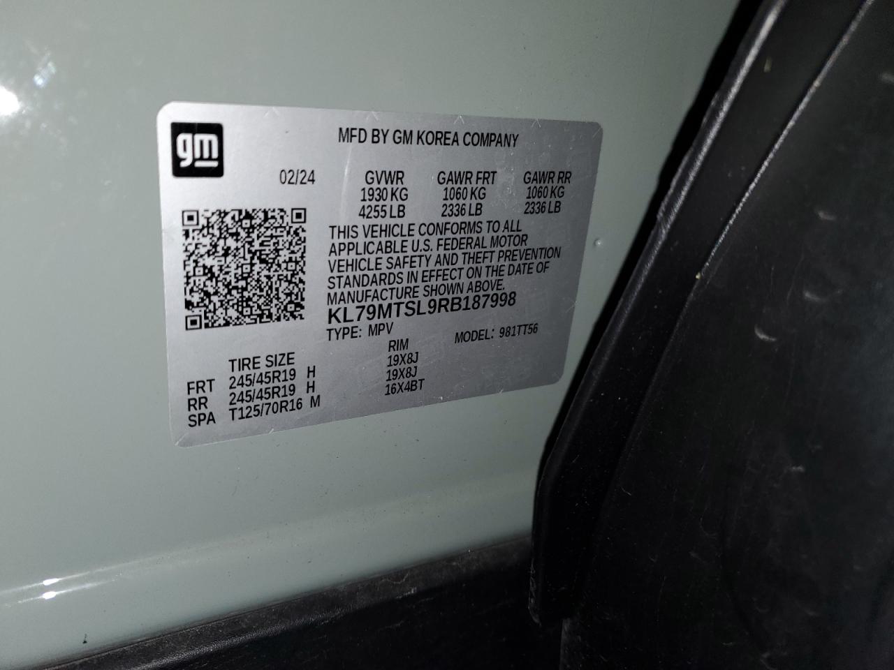 2024 Chevrolet Trailblazer Rs VIN: KL79MTSL9RB187998 Lot: 71714825