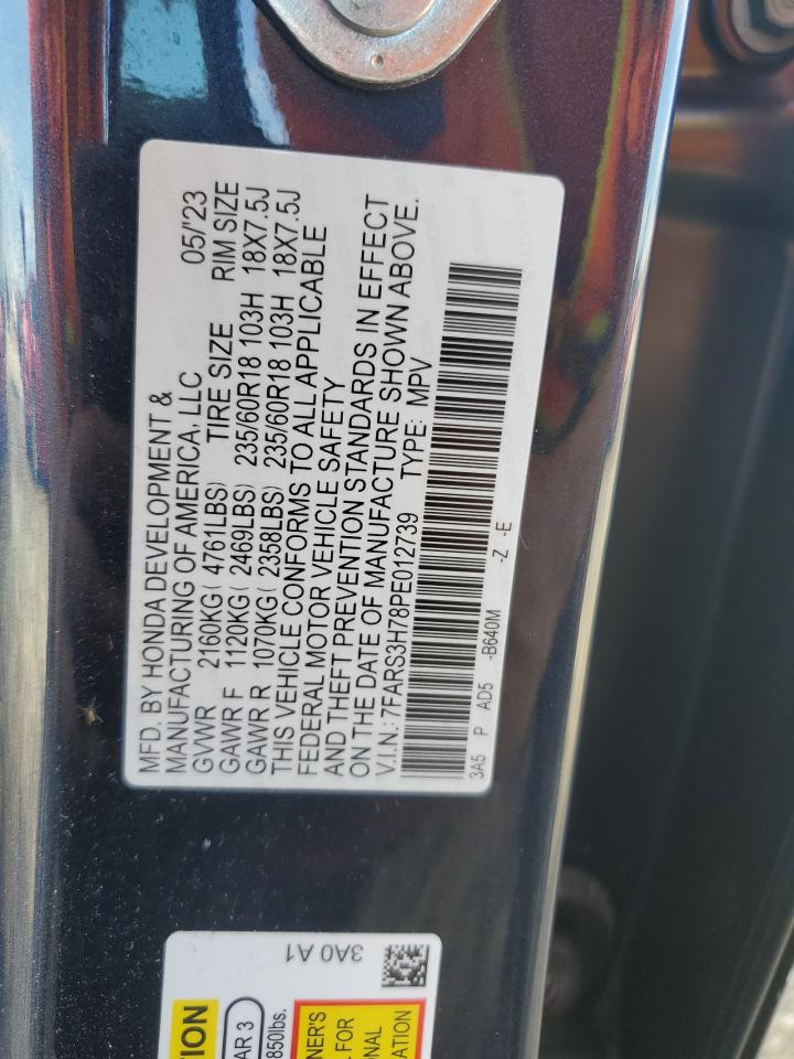 2023 Honda Cr-V Exl VIN: 7FARS3H78PE012739 Lot: 83807095