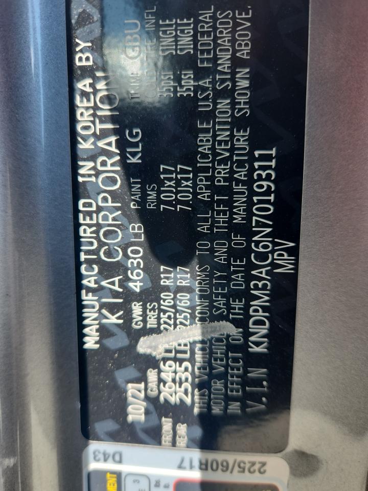 2022 Kia Sportage Lx VIN: KNDPM3AC6N7019311 Lot: 80453325