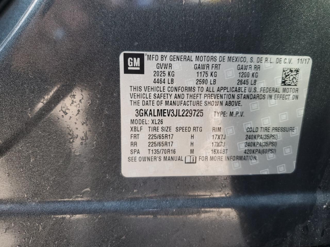 2018 GMC Terrain Sle VIN: 3GKALMEV3JL229725 Lot: 81635715