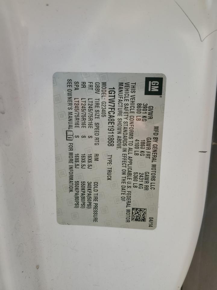 2014 GMC Savana G2500 VIN: 1GTW7FCA8E1911868 Lot: 71189415