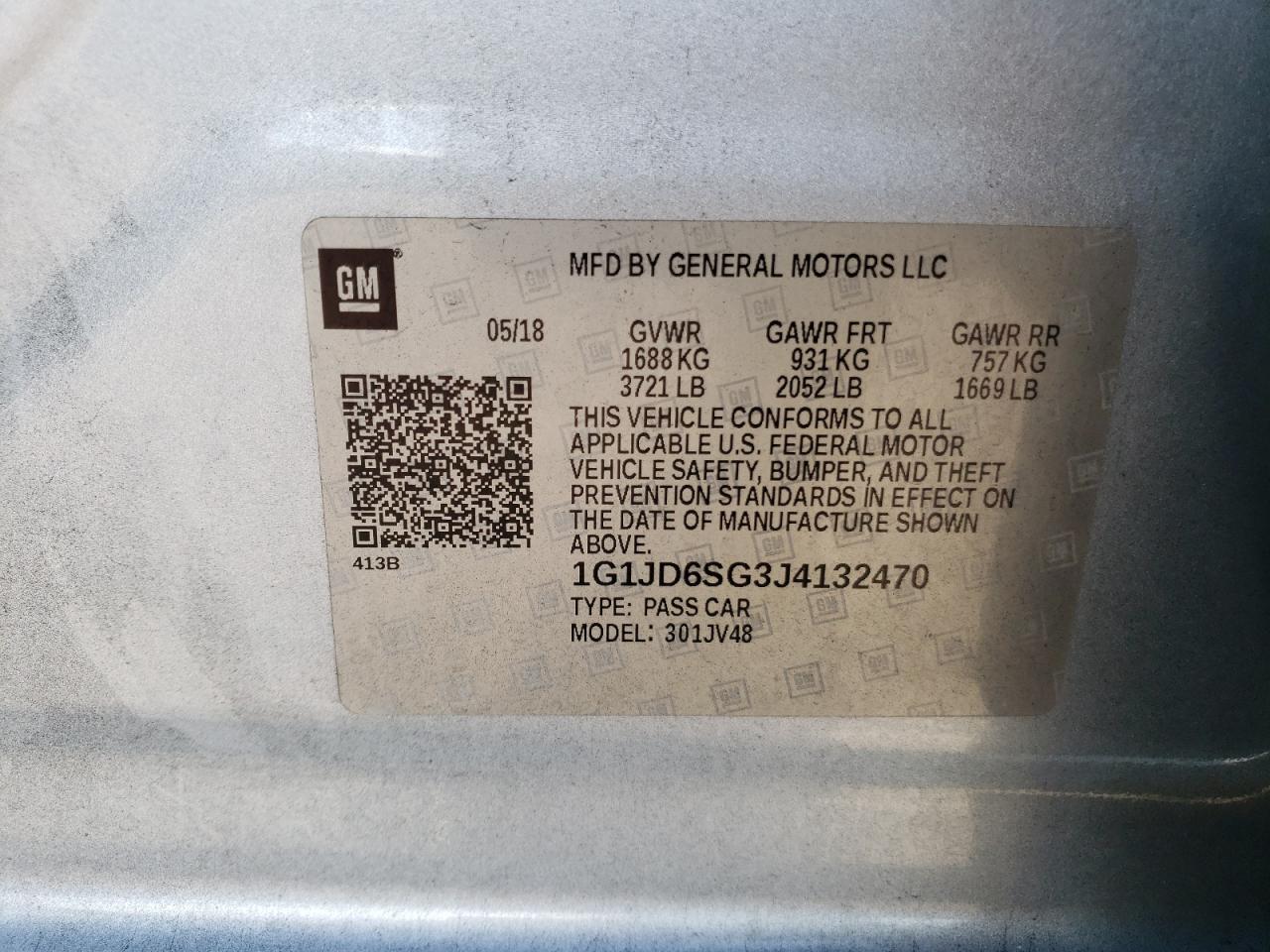 2018 Chevrolet Sonic Lt VIN: 1G1JD6SG3J4132470 Lot: 83826925