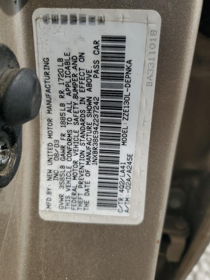 2004 Toyota Corolla Ce VIN: 1NXBR38E94Z237242 Lot: 68882715