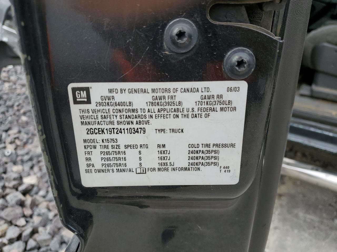 2003 Chevrolet Silverado K2500 Heavy Duty VIN: 1GCHK29153E269638 Lot: 81191135