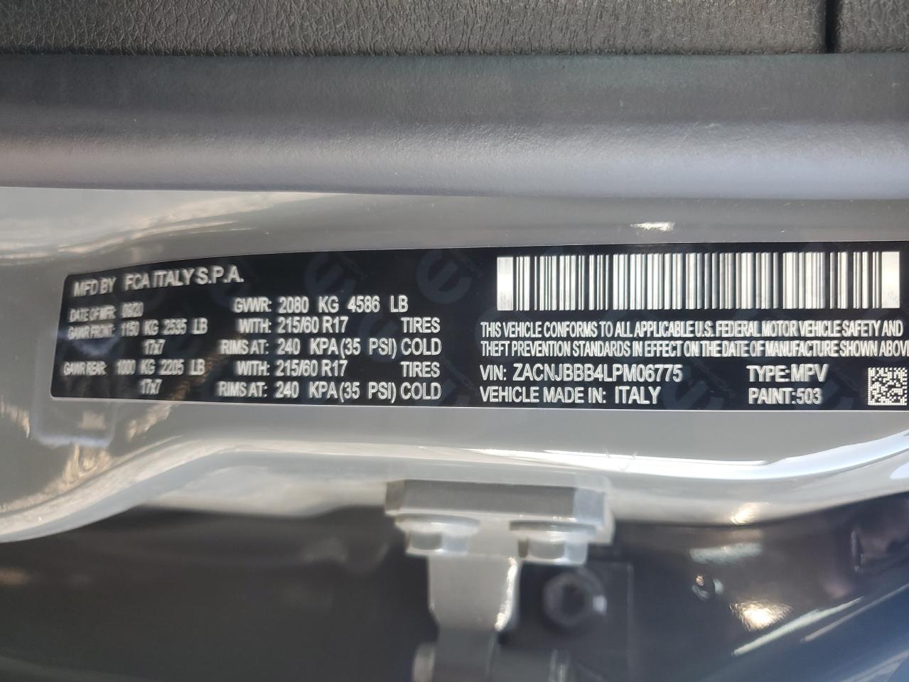 2020 Jeep Renegade Latitude VIN: ZACNJBBB4LPM06775 Lot: 81479885