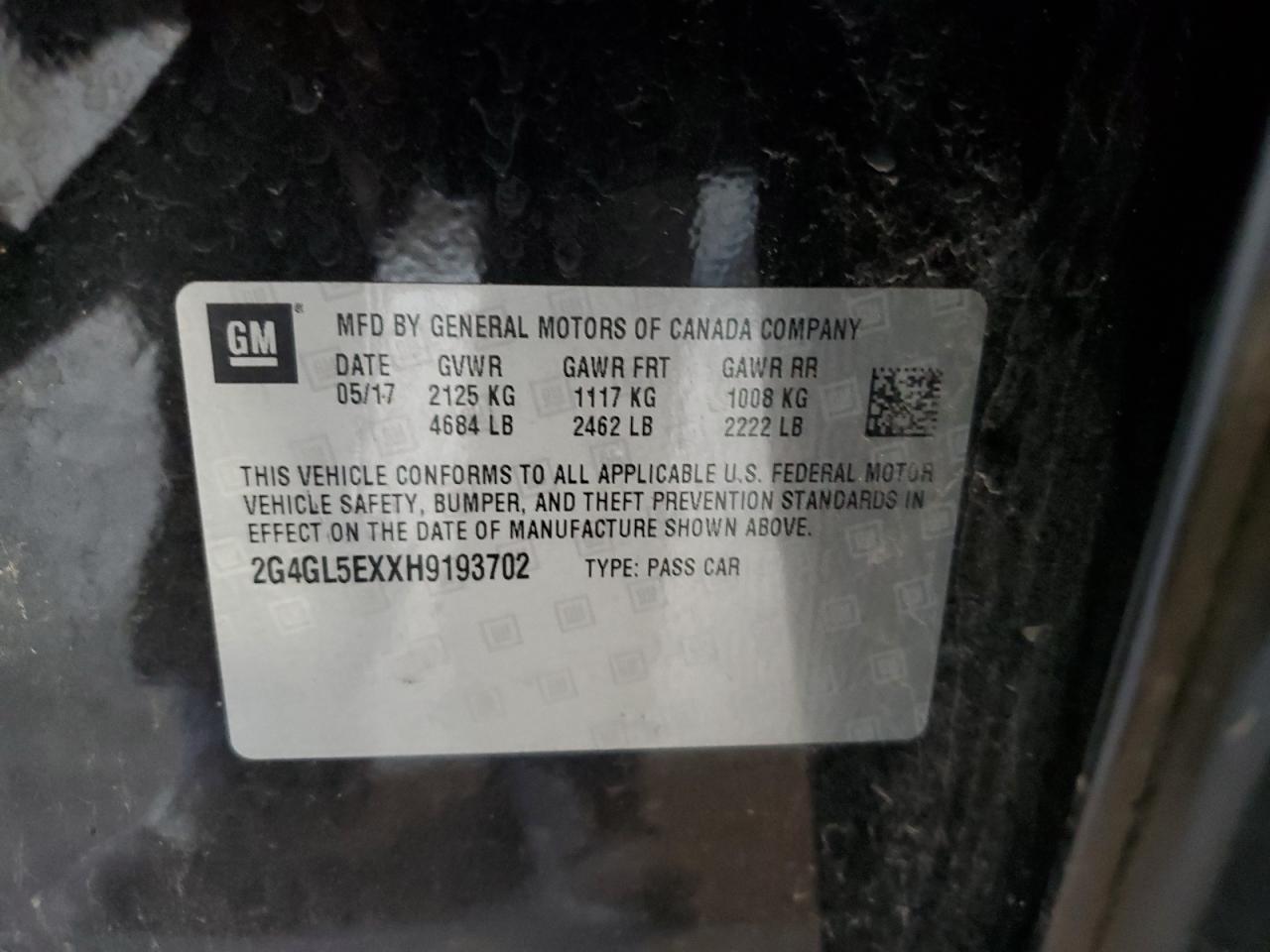 2017 Buick Regal Sport Touring VIN: 2G4GL5EXXH9193702 Lot: 80178095