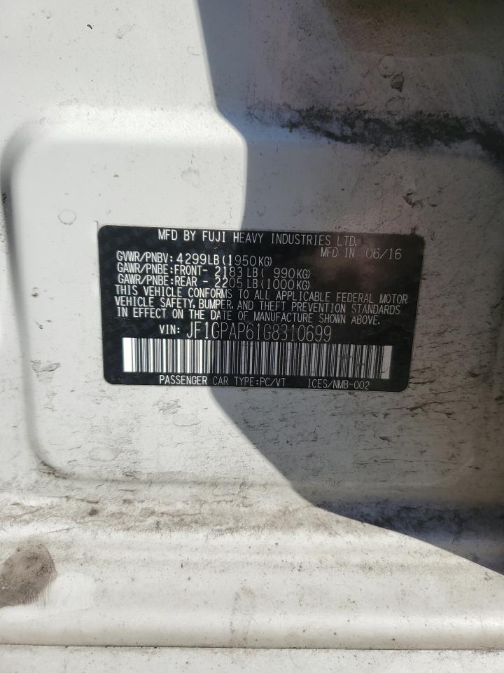 2016 Subaru Impreza Sport Premium VIN: JF1GPAP61G8310699 Lot: 82086935