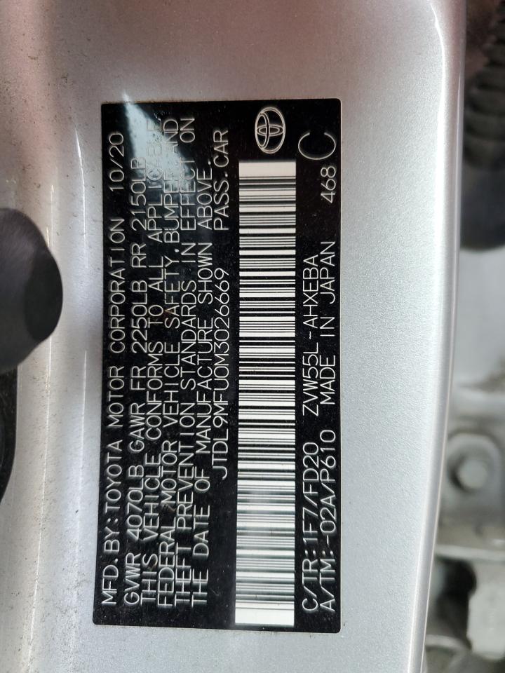 2021 Toyota Prius Le VIN: JTDL9MFU0M3026669 Lot: 81069125