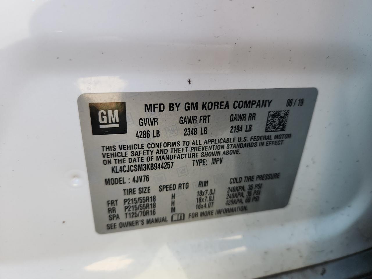 2019 Buick Encore Essence VIN: KL4CJCSM3KB944257 Lot: 81942695