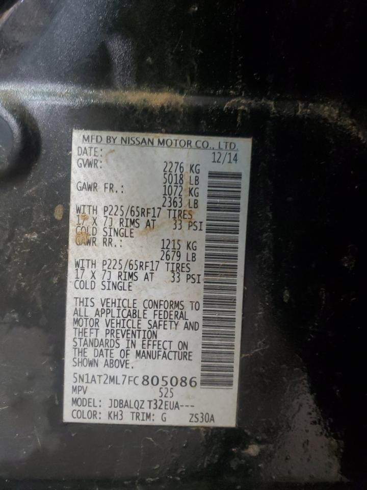 2015 Nissan Rogue S VIN: 5N1AT2ML7FC805086 Lot: 81629635