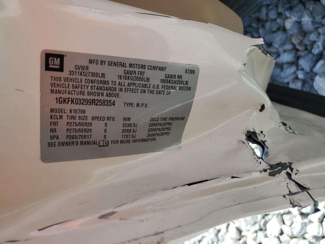 2009 GMC Yukon Denali VIN: 1GKFK03299R258354 Lot: 70780905