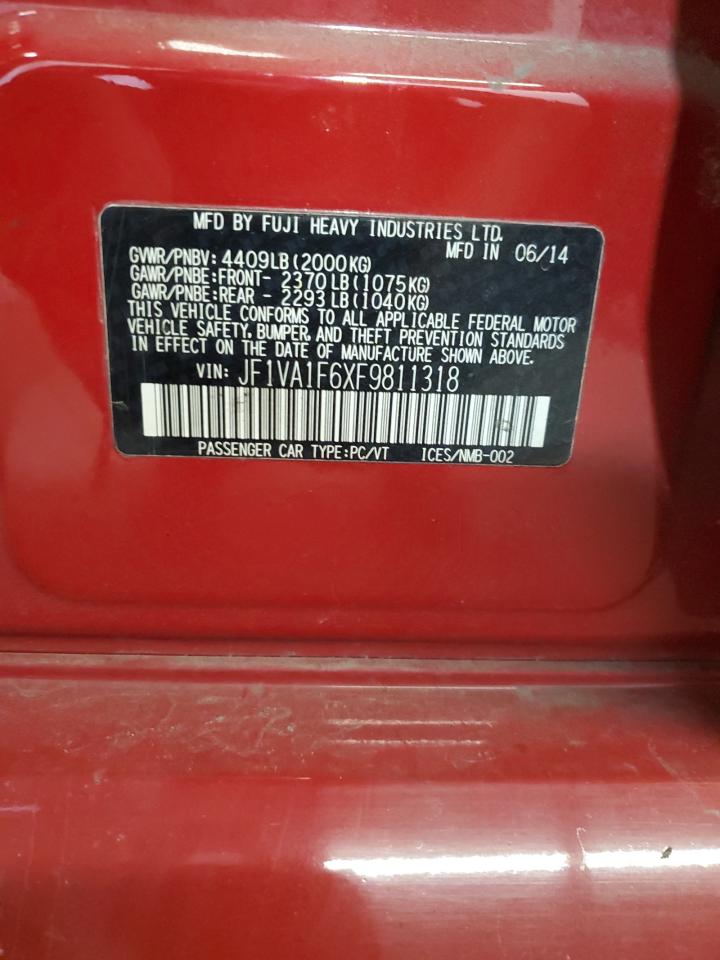 2015 Subaru Wrx Premium VIN: JF1VA1F6XF9811318 Lot: 80107815