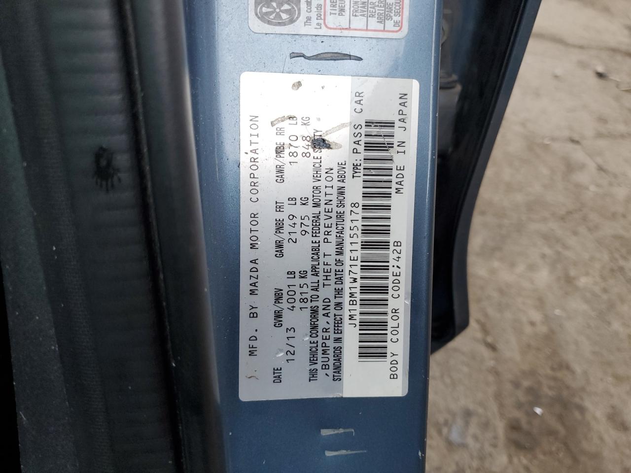 2014 Mazda 3 Grand Touring VIN: JM1BM1W71E1155178 Lot: 81711715