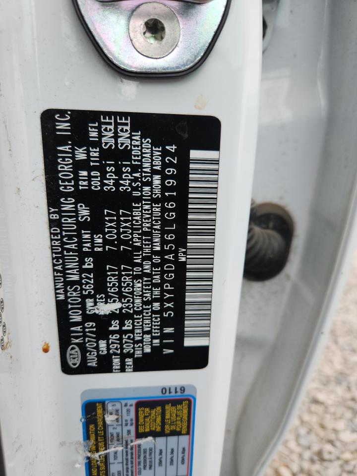 2020 Kia Sorento S VIN: 5XYPGDA56LG619924 Lot: 84414825