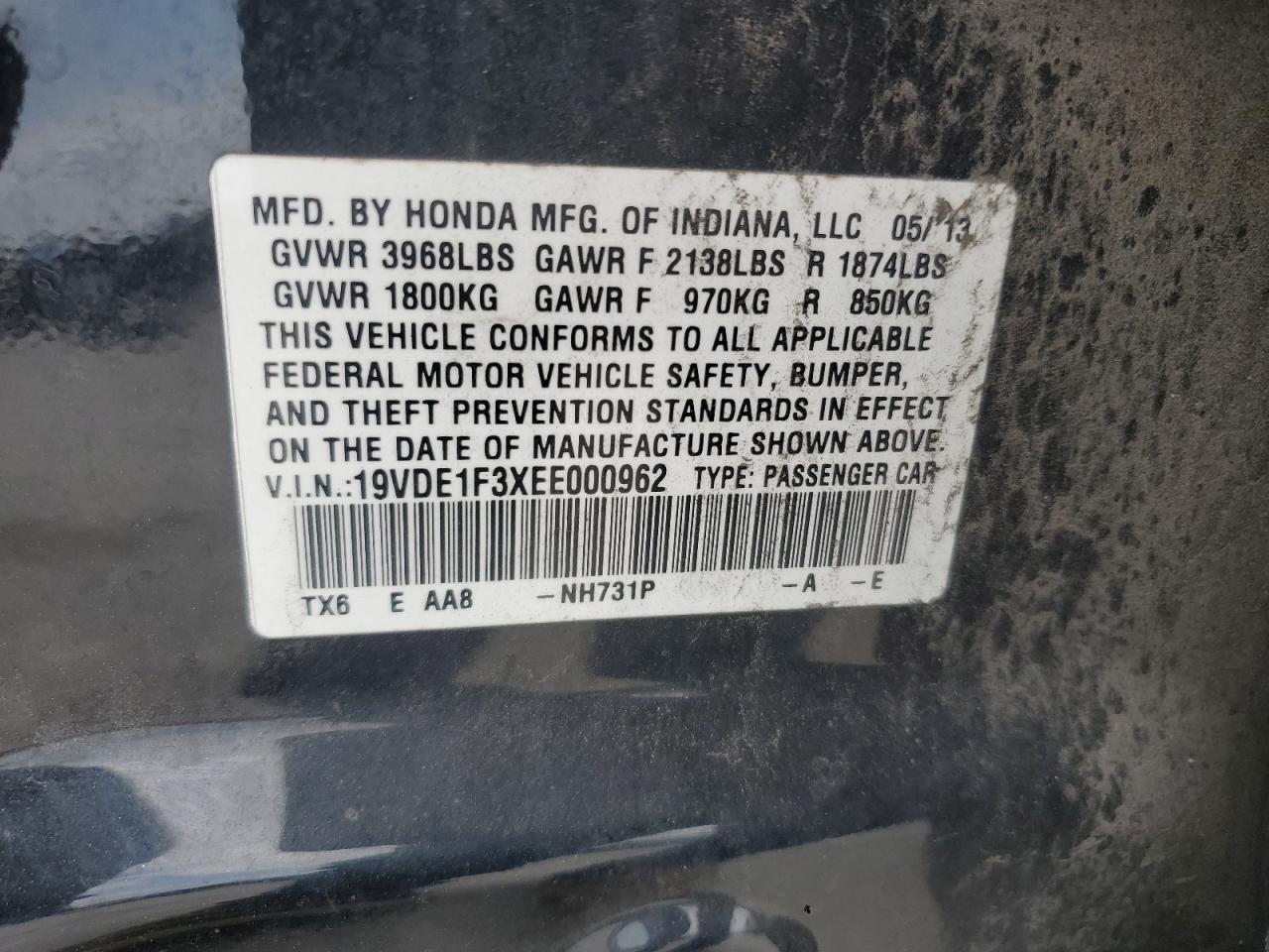 2014 Acura Ilx 20 VIN: 19VDE1F3XEE000962 Lot: 72085025