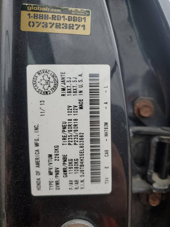 2014 Acura Rdx VIN: 5J8TB4H35EL803682 Lot: 71041505