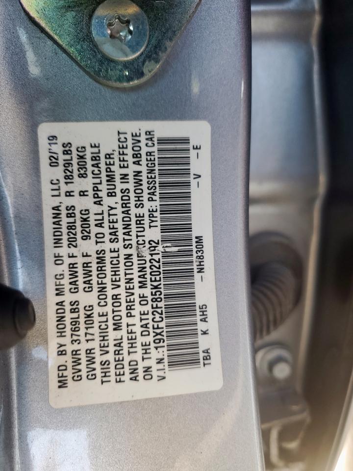 2019 Honda Civic Sport VIN: 19XFC2F85KE022192 Lot: 81154615