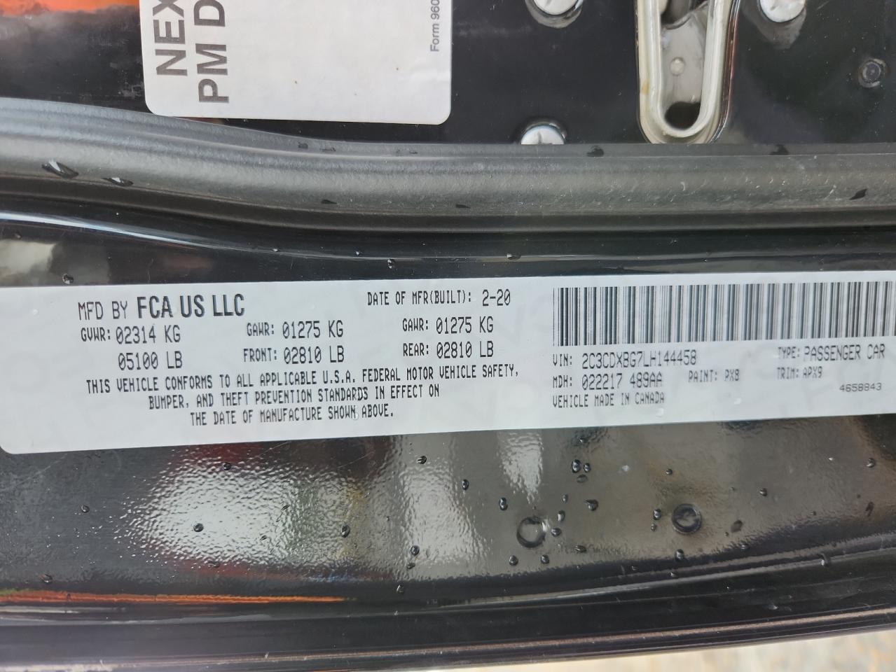 2020 Dodge Charger Sxt VIN: 2C3CDXBG7LH144458 Lot: 83989175