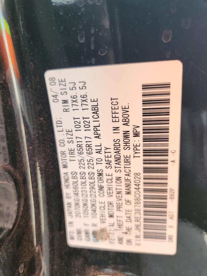 2008 Honda Cr-V Exl VIN: JHLRE38788C044028 Lot: 81513615