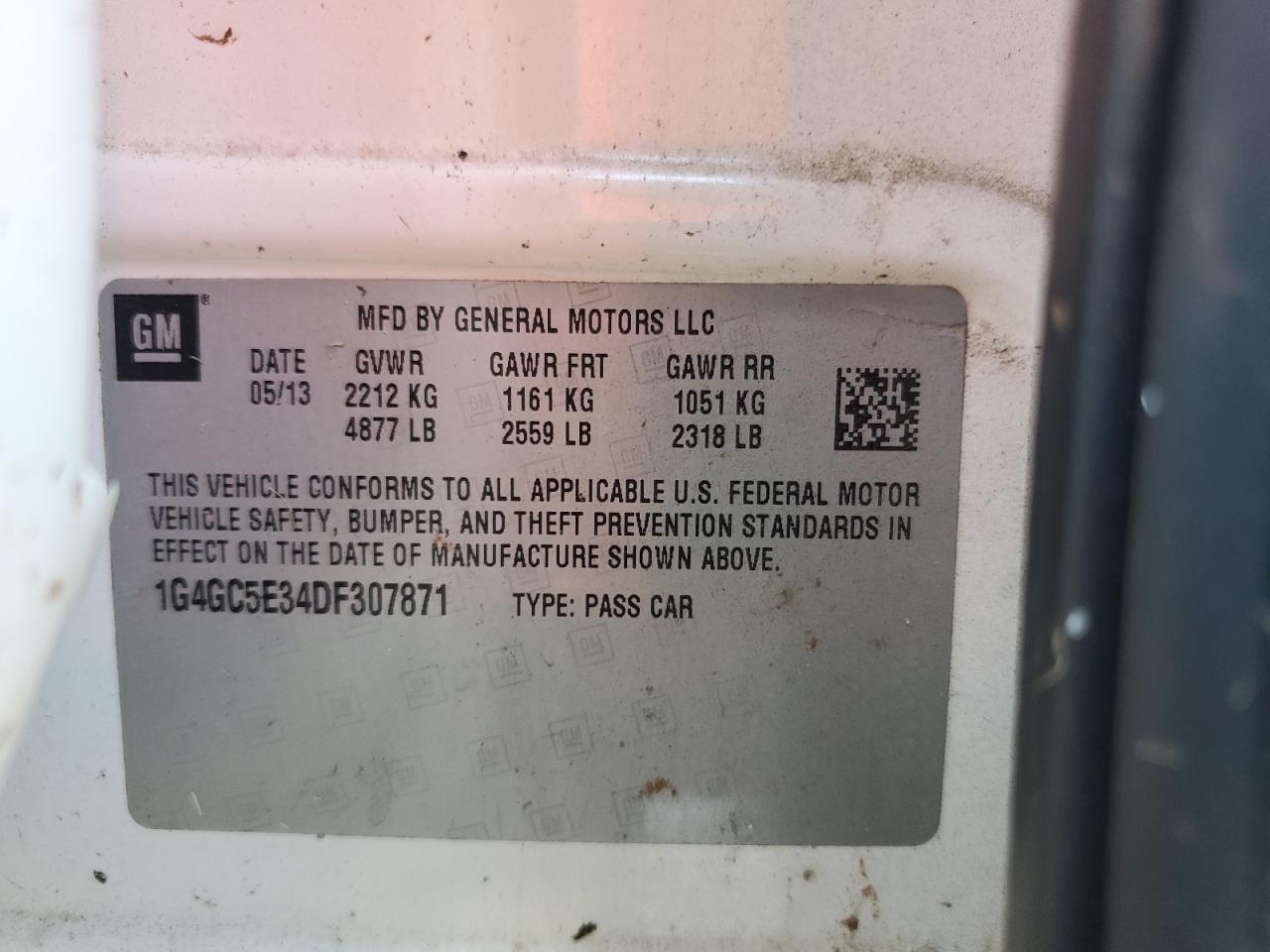 2013 Buick Lacrosse VIN: 1G4GC5E34DF307871 Lot: 82036845