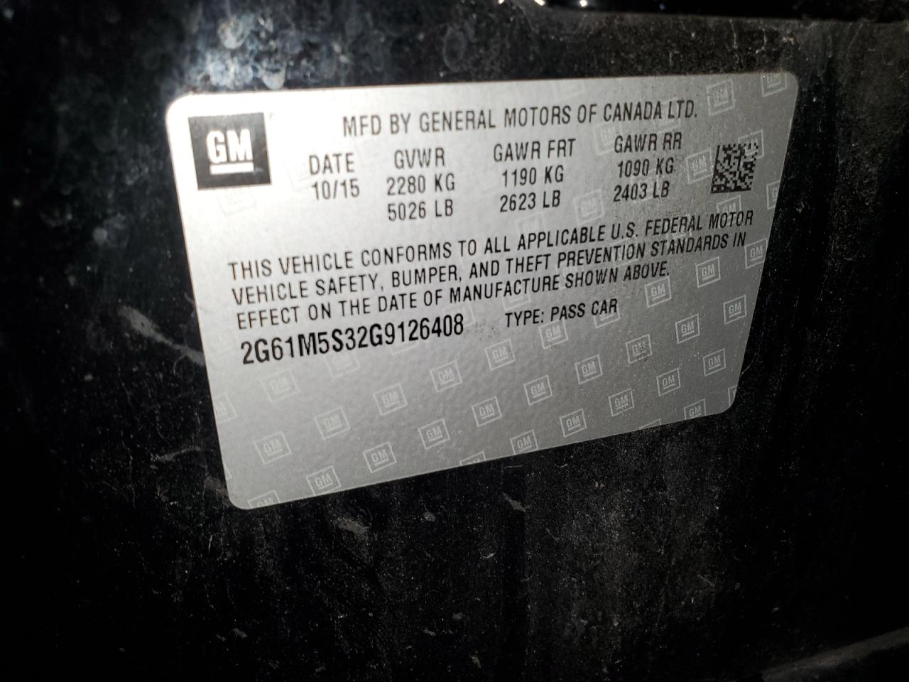 2016 Cadillac Xts Luxury Collection VIN: 2G61M5S32G9126408 Lot: 71716035