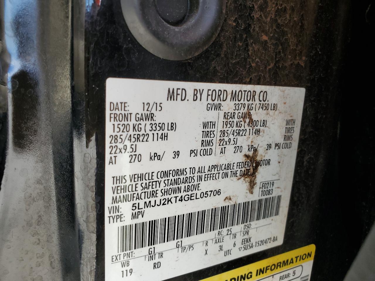 2016 Lincoln Navigator Reserve VIN: 5LMJJ2KT4GEL05706 Lot: 82148105