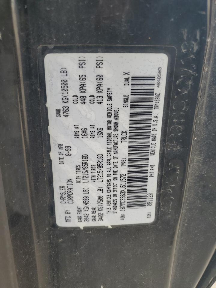 1999 Dodge Ram 3500 VIN: 1B7MC3363XJ511572 Lot: 80090335