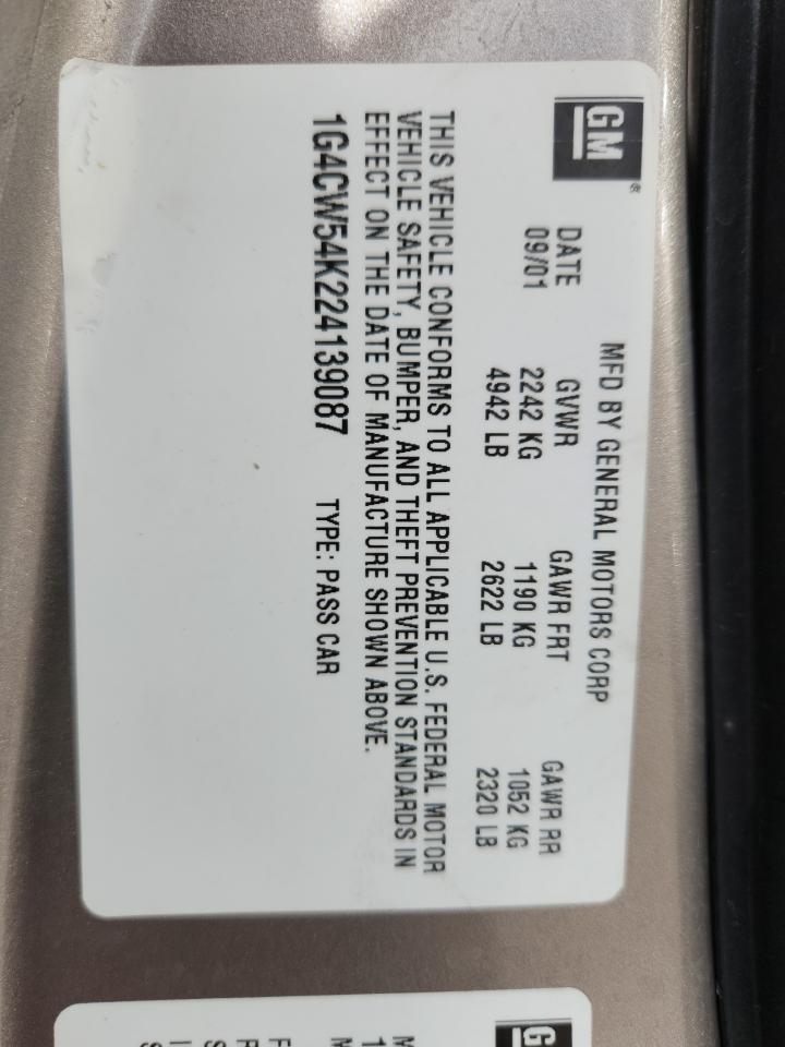 2002 Buick Park Avenue VIN: 1G4CW54K224139087 Lot: 81157955