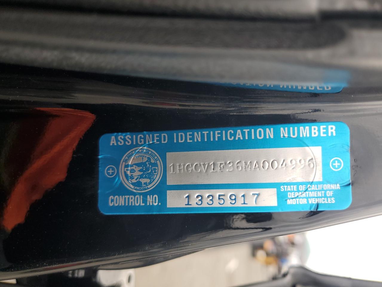 2021 Honda Accord Sport VIN: 1HGCV1F36MA004996 Lot: 81671855