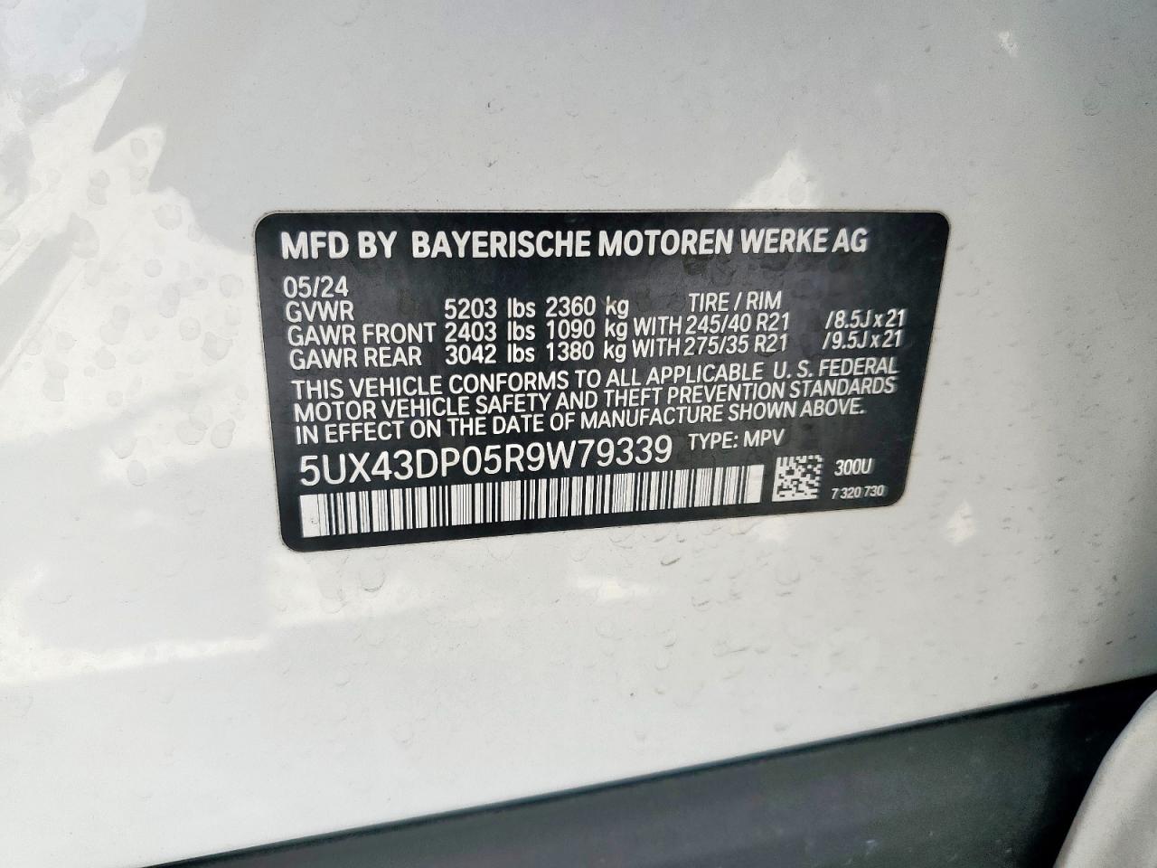 2024 BMW X3 Sdrive30I VIN: 5UX43DP05R9W79339 Lot: 80664155