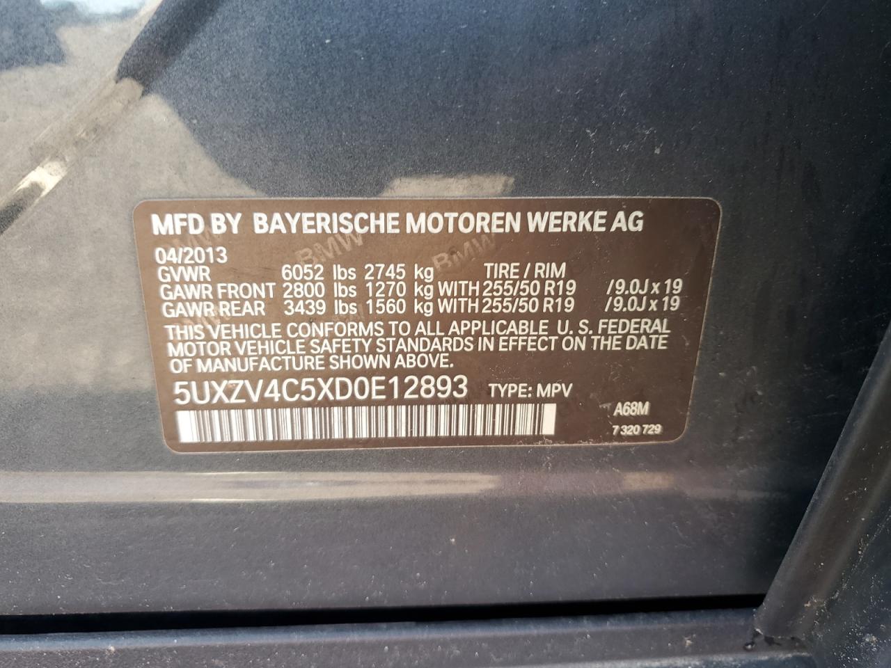 2013 BMW X5 xDrive35I VIN: 5UXZV4C5XD0E12893 Lot: 81023295