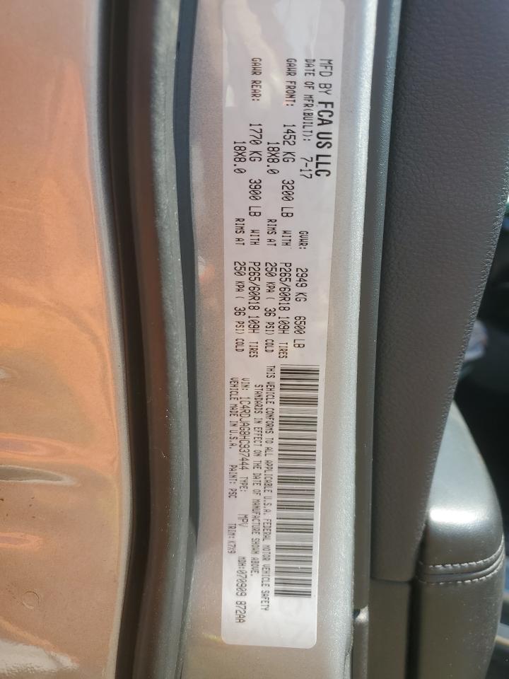 2017 Dodge Durango Sxt VIN: 1C4RDJAG8HC937444 Lot: 80846885