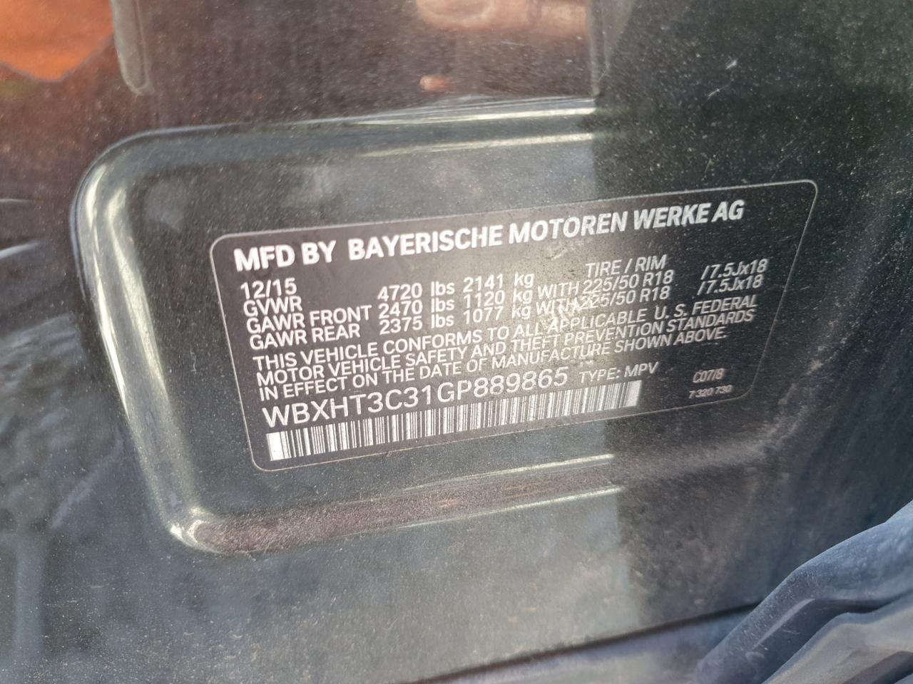 2016 BMW X1 xDrive28I VIN: WBXHT3C31GP889865 Lot: 70756375