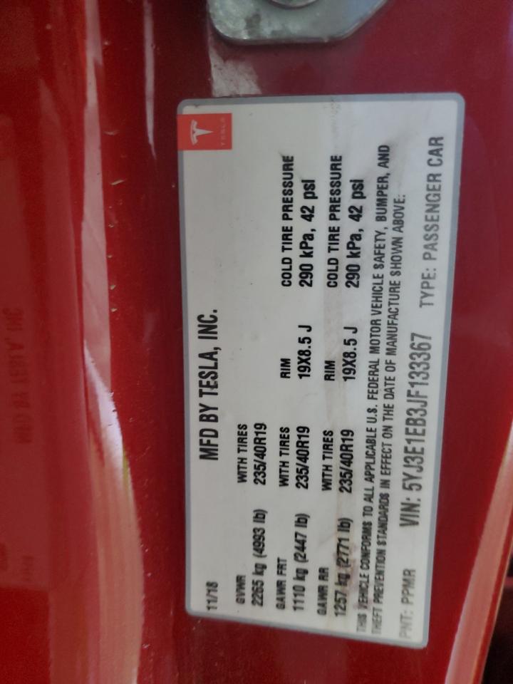 2018 Tesla Model 3 VIN: 5YJ3E1EB3JF133367 Lot: 71223335