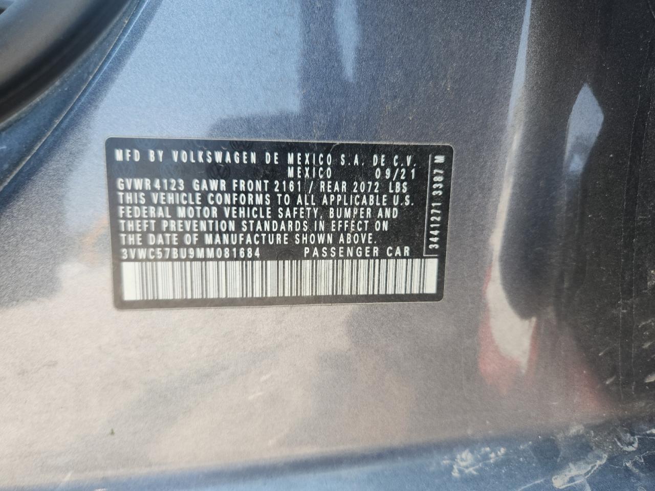 2021 Volkswagen Jetta S VIN: 3VWC57BU9MM081684 Lot: 80908135