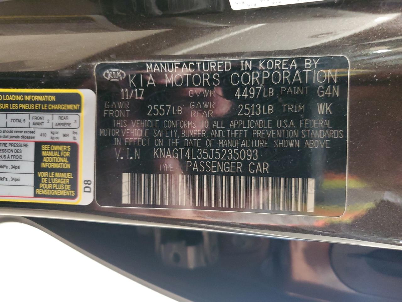 2018 Kia Optima Lx VIN: KNAGT4L35J5235093 Lot: 81602095